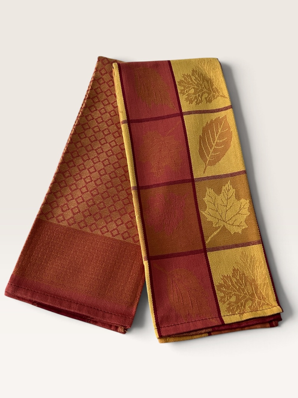 Home Autumn Leaves Jacquard 100% Cotton Tea Towels - Set of 2
